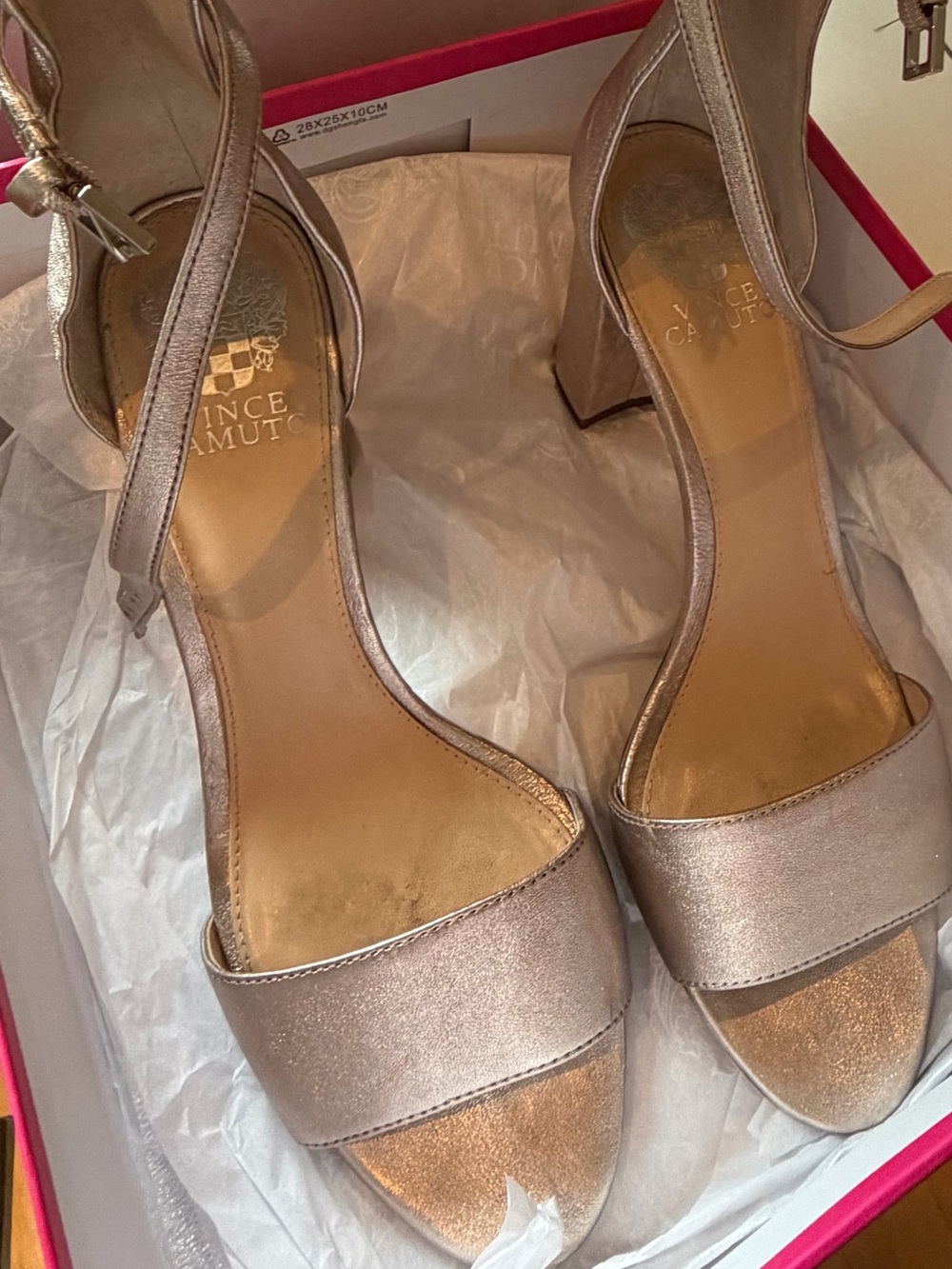 Vince Camuto Rose Gold Open-Toe Ankle-Strap Heels